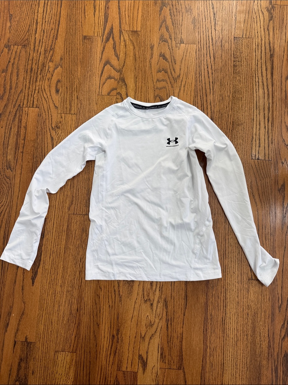 Under Armour White Long-Sleeve Performance Tee with Black Logo